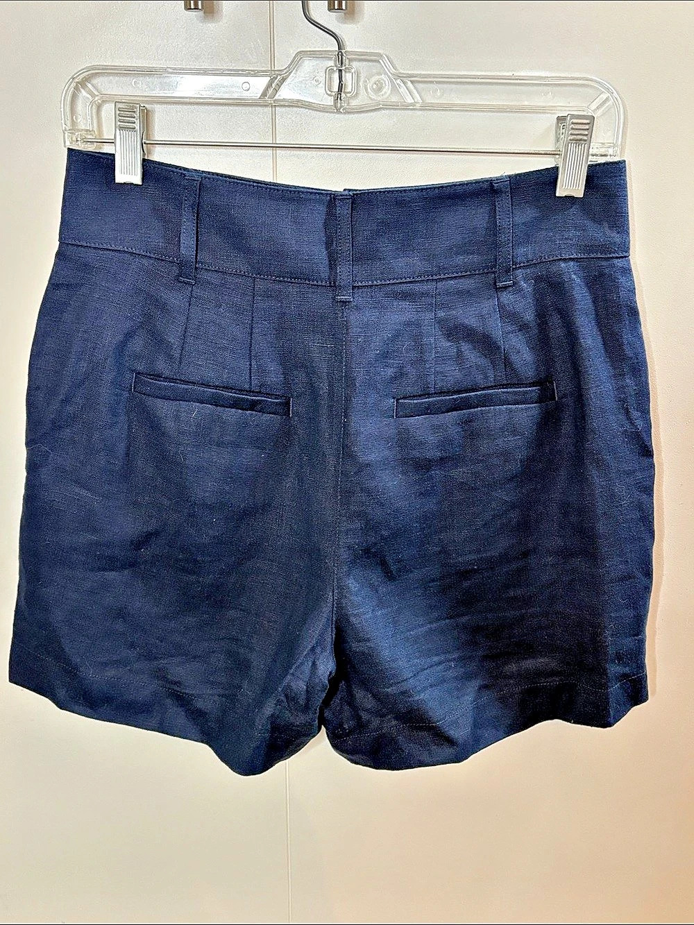 Boden 100% Linen High Waist Shorts in Navy Blue Size 4 - Picture 2 of 4